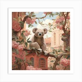 Koala Pink Jungle Animal Portrait Art Print