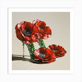 Poppies And Pearls Art Print
