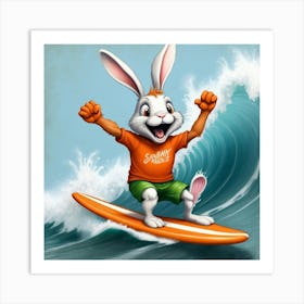 Bunny Surfboard 4 Art Print