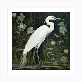 Ohara Koson Inspired Bird Painting Egret 2 Square Art Print