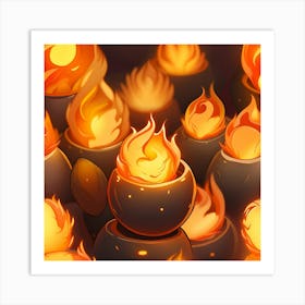 Flaming Pots Art Print