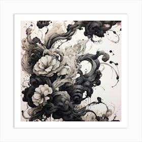 Flowers In Black And White Art Print