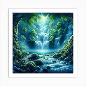 Waterfall In The Forest 69 Art Print