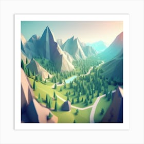 Low Poly Landscape 2 Art Print