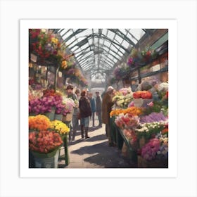 Flower Market London Art Print 1 Art Print