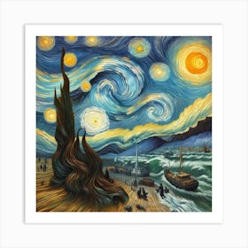 Van Gogh style, Chocolate Typhoon 1 Art Print