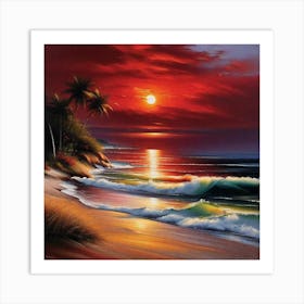 Sunset At The Beach 225 Art Print