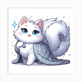 White Cat With Blue Eyes 2 Art Print