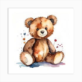 Teddy bear watercolour  Art Print