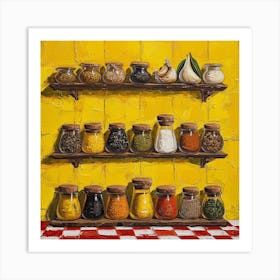 Spices On A Shelf Yellow 3 Art Print