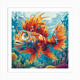 Cute Cartoony Lionfish Art Print