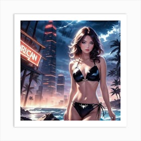 Sexy Girl In Bikini fgh Art Print