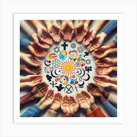 Many Hands In A Circle Art Print