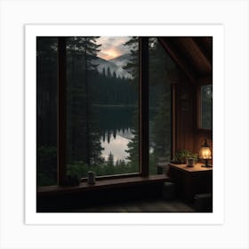 Cabin At Dusk Art Print