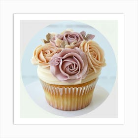 Cupcake Delicious Icing Flowers And Leaves Art Print