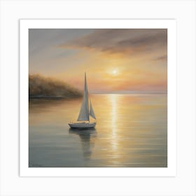 Sailboat At Sunset Art Print