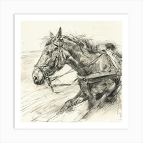 Horse Pulling A Wagon Art Print