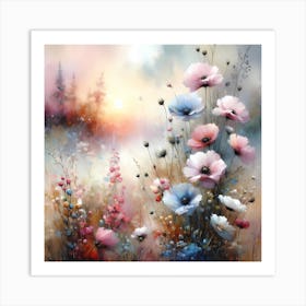 Poppies At Sunset Art Print