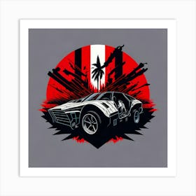 Car Red Artwork Of Graphic Design Flat (270) Art Print