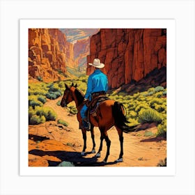 Cowboy In The Desert Art Print