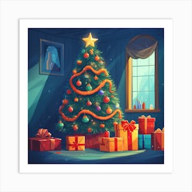 Christmas Tree In The Room Art Print