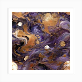 Purple And Gold Abstract Painting Art Print