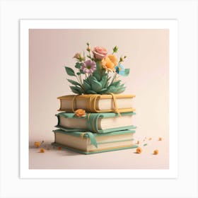 Flowers On Books 2 Art Print