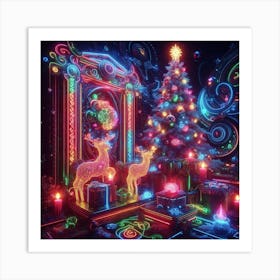 Neon Christmas Art Art Print