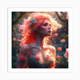 Girl In A Forest Art Print