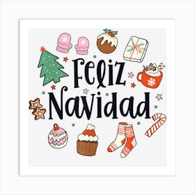 Feliz Navidad Spanish Merry Christmas Mexican Holiday Xmas Art Print