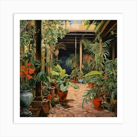 Courtyard With Potted Plants 1 Art Print