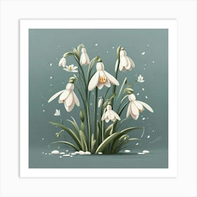 Flowers of Snowdrops, Vector art Art Print