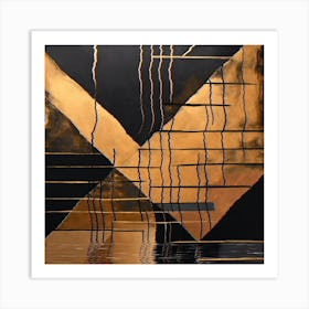 Abstract Black And Gold Painting Black And Gold Wall Art 1 Art Print