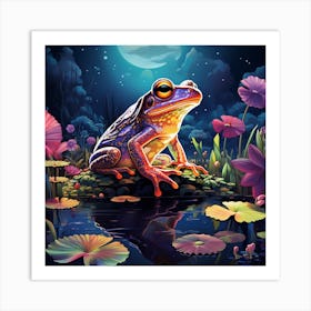 Colourful Frog At Night 1 Art Print