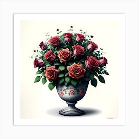 Roses In A Vase 6 Art Print