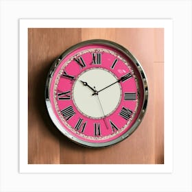 Pink Clock With Beautiful Designs And Numbers 2 Art Print