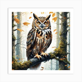 Owl In The Forest 182 Art Print