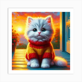 Kitty In Sweater Art Print