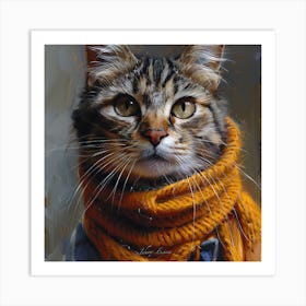 Cat In A Scarf Art Print