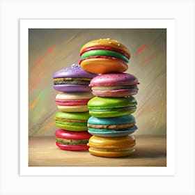 Stack Of Colorful Macarons 1 Art Print