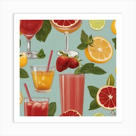 Default Nonalcoholic Cocktails And Smoothies Aesthetic 2 Art Print