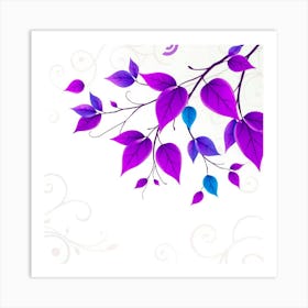 Purple Leaves On A Branch Art Print