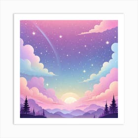 Sky With Twinkling Stars In Pastel Colors Square Composition 65 Art Print