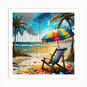 Beach Chair Bliss On The Beach 1 Art Print