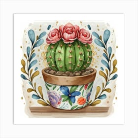 Mexican Cactus In A Pot Art Print