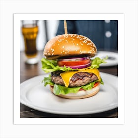 Hamburger On A Plate 14 Art Print