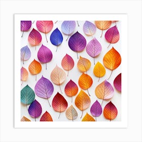 Autumn Leaves On White Background 1 Art Print