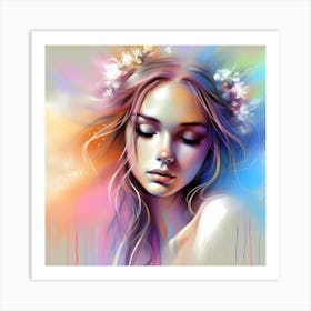 Girl With Flowers 17 Art Print