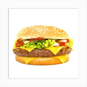 Hamburger Isolated On White Background Art Print