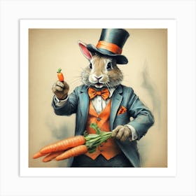 Rabbit With Carrots 4 Art Print